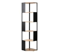 CALICOSY - Etagère d'angle 5 niveaux avec flancs en métal noir H172 cm - EKLO - Bois clair