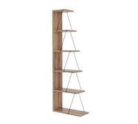 Calicosy Etagère d'Angle 6 Tablettes Décor Pin et Noir Tlos - H150 cm - En Panneaux de Particules - Pour Salon - L50 x l22 x H150 cm