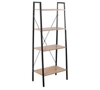 CASÂME Étagère de Rangement Lexie - 4 Niveaux - Métal noir et Imitation Chêne - Style Industriel - Meuble de Rangement - Pour Salon - Chambre - 60 x 32,5 x H148 cm