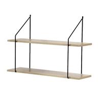 Calicosy - Étagère Murale 2 Niveaux - Décor Bois - Panneaux De Particules - Supports Métal - Étagère À Fixer - pour Séjour, Couloir, Salon Ou Chambre - Style Industriel - L 60 x P 15 x H 40 cm