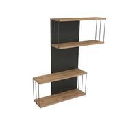 CALICOSY - Etagère murale avec 2 niches H96 cm DESTAN - Gris anthracite/ Chêne