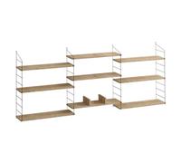 Calicosy - Etagère Murale Suspendue 9 tablettes décor chêne L216 cm - LABA