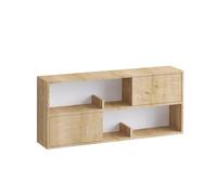 Calicosy Étagère Suspendue avec 2 Portes Et 2 Niches Ouvertes Décor Bois Chêne L120 Cm - Flora - en Panneaux De Particules - Style Contemporain - pour Salon - L120 X l22 X H50 Cm