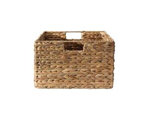 CALICOSY - Korb Wasserhyazinthe - Metallrahmen - Naturfasern - Mit Griffen - Aufbewahrungskorb für Wohnzimmer, Ankleidezimmer, Schlafzimmer - Made in France - Mittleres Modell - B 39 x T 28 x H 17 cm