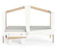 CALICOSY - Lit cabane 90x200 avec tiroir blanc etReproduction chêne - CABANE