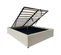 CALICOSY - Lit coffre 140x190 cm en velours côtelé - ROMY - Beige