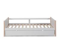 CALICOSY - Lit gigogne couchages 90x190 cmReproduction blanc laqué et bois clair - CLÉMENCE