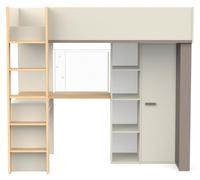 CALICOSY - Lit mezzanine avec bureau et armoire H183 cm - CAMILLIA