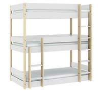 CALICOSY - Lits superposés couchages 90x190 cmReproduction blanc laqué et bois clair ÉLIA
