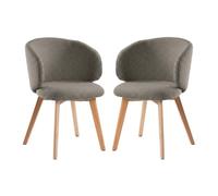 CALICOSY - Lot de 2 Chaises en tissu et pieds en hêtre H79 cm - SOLENE - Marron