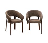 Calicosy - Lot de 2 Chaises Rembourrées Tissu Marron Chiné - Lara