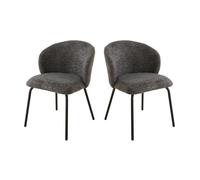 CALICOSY - Lot de 2 chaises tissu chiné et pieds metal VESPER - Gris