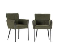 Calicosy Lot de 2 fauteuils en tissu avec pieds en métal, hauteur 85 cm - ELINA