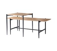 CALICOSY - Lot de 2 tables basses gigognes décor chêne pieds métal noir - JESSIE - Bois clair