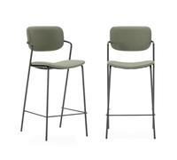 Calicosy Lot de 2 tabourets avec pieds en métal noir, hauteur 66 cm - MAIKA