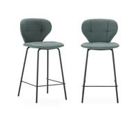 Calicosy Lot de 2 tabourets avec pieds en métal noir, hauteur 67 cm - MAURA