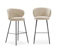Calicosy Lot de 2 Tabourets Tissu Pieds Métal Noir | Collection RUSH
