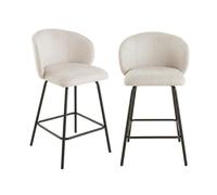 CALICOSY - Lot de 2 tabourets en tissu chiné et pieds en métal SORREL - Beige