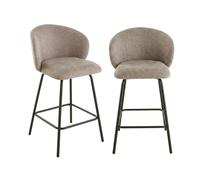CALICOSY - Lot de 2 tabourets en tissu chiné et pieds en métal SORREL - Marron