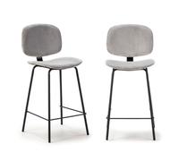 Calicosy Lot de 2 tabourets en velours côtelé avec pieds en métal noir, hauteur 65 cm - ARUS