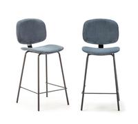 Calicosy Lot de 2 tabourets en velours côtelé avec pieds en métal noir, hauteur 65 cm - ARUS