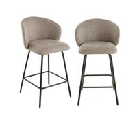 Calicosy Lot de 2 tabourets SORREL en tissu chiné avec pieds en métal