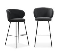 Calicosy Lot de 2 tabourets tissu pieds métal noir hauteur 65 cm - RUSH