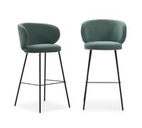 Calicosy Lot de 2 tabourets tissu pieds métal noir hauteur 65 cm - RUSH