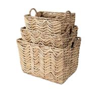 Calicosy Lot de 3 Paniers en Jacinthe d'eau - Style Naturel - Accessoire Gain de Place - pour Dressing, Chambre -