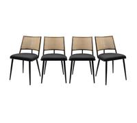 CALICOSY - Lot de 4 chaises avec cannage naturel et structure en métal noir L47 cm - SCHILLER - Noir