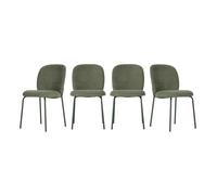 CALICOSY - Lot de 4 Chaises en tissu avec pieds en métal H85 cm - NOA - Vert