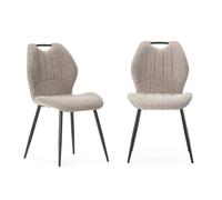 CALICOSY - Lot de 4 chaises en tissu avec pieds en métal L48 cm - NOVA - Marron