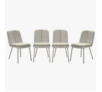 Calicosy Lot de 4 chaises en tissu beige avec pieds en métal, hauteur 85 cm - LYSA