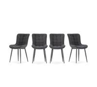 Calicosy Lot de 4 chaises matelassées en tissu avec pieds en métal, hauteur 85 cm - MAË