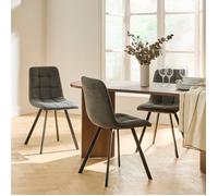 CALICOSY - Lot de 4 chaises matelassées tissu chiné CHILLI - Gris anthracite