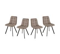 CALICOSY - Lot de 4 chaises matelassées tissu chiné CHILLI - Marron