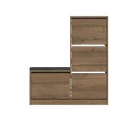 Calicosy Meuble à Chaussures 4 Portes Dude - L105 cm - en Panneaux de Particules - pour Entrée - L105 x l26 x H118,5 cm