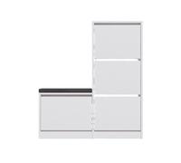 CALICOSY - Meuble à chaussures 4 portes L105 cm - Dude - Blanc