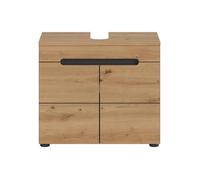 CALICOSY - Meuble sous lavabo 2 portes effet chêne et gris L63 cm - ENO - Bois clair