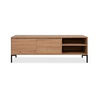 Calicosy Meuble TV 2 Abattants 2 Niches Plock - en Panneaux de Particules - Décor Chêne Artisan - pour Salon - L150 x H49 x l40 cm