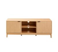 Calicosy - Meuble TV 2 Niches et 2 Portes avec Façades à Effet Vague - Panneaux de Particules - Design Organique - Meuble de Salon - L140 x P40 x H52 cm - Collection Bologne