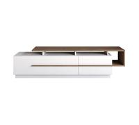 CALICOSY - Meuble TV 2 portes abattantes L180 cm - STRATO - Noyer/ Blanc