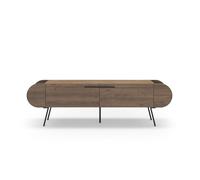 CALICOSY - Meuble TV 2 portes avec pieds en métal L194,5 cm - SALUSO - Bois foncé