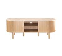 Calicosy Meuble TV 2 portes avec plateau effet travertin, largeur 140 cm - HELIOS