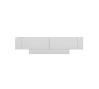 Calicosy Meuble TV 2 Portes Blanc Matera - L150 cm - en Panneaux de Particules - Meuble Gain de Place - pour Salon - L150 x l31,5 x H41,6 cm