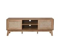 Calicosy - Meuble TV 2 Portes - Cannage Rotin - Panneaux de Particules - pour Salon - L140 x P39 x H49 cm
