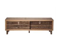 CALICOSY - Meuble TV 2 portes coulissantes à lames ajourées L140 cm LIAM - Bois foncé
