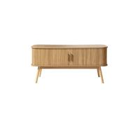 CALICOSY - Meuble TV 2 Portes Coulissantes L120 cm - ERNEST - Bois clair