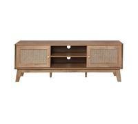 Calicosy - Meuble TV 2 Portes - Cannage Rotin - Panneaux de Particules - pour Salon - L140 x P39 x H49 cm