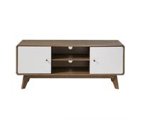 CALICOSY - Meuble TV 2 Portes et 2 Niches - ALBURA - Bois foncé